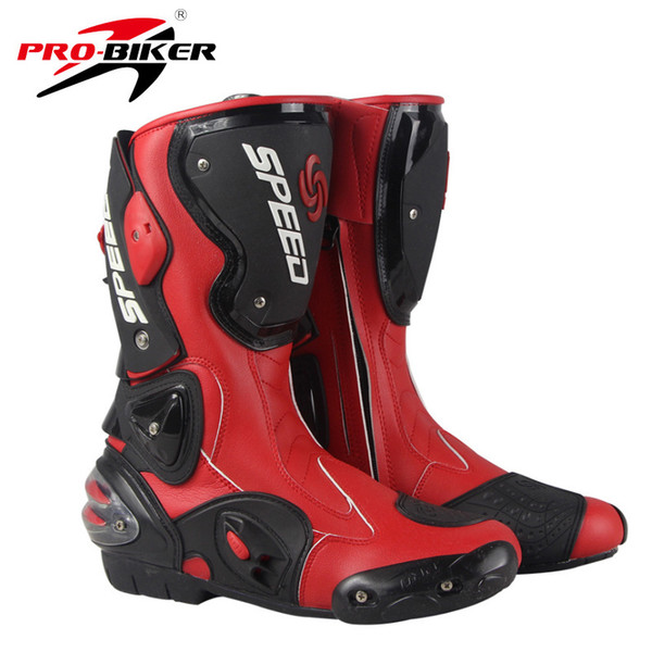 Professional Motocross boots Pro-Biker Speed Genuine Leather Motorcycle Racing Boots Motorbike Road Riding Shoes B1001