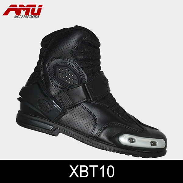 Moto Microfiber Leather Motorcycle Short Boots Professional moto shoes Racing bota motociclista Motorcycle Boots AMU