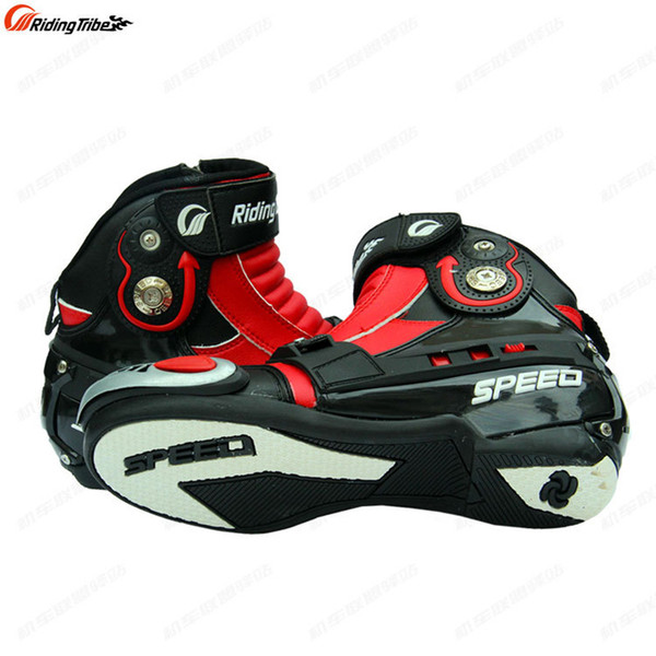 2022New Leather Motorcycle short Boots Riding Tribe SPEED Moto Racing Motocross Motorbike boots moto Black/White/Red