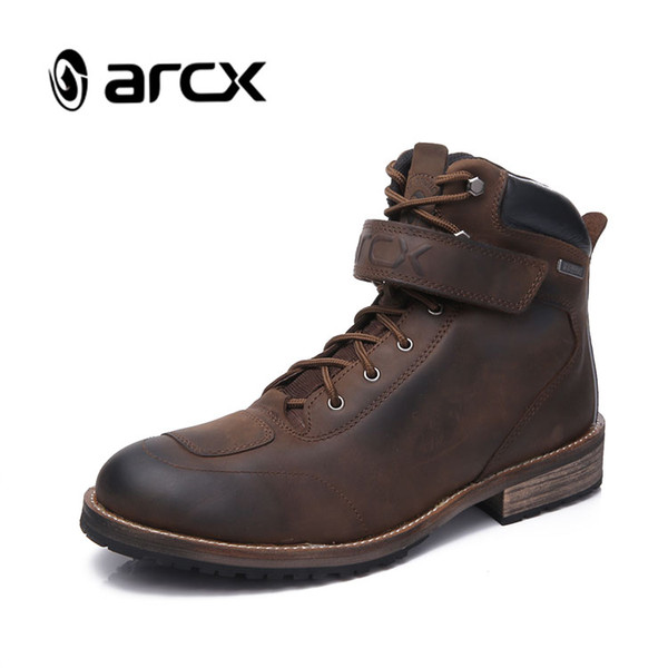 ARCX Wear-resisting Motocross Boots for Men Genuine Leather Men Ankle Casual Boots Cool for Motorcycle L60594