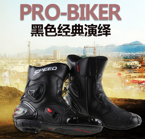 Pro-biker Brand Breathable Outdoor Sports Motorcycle Racing Shoes Motorbike Motocross Moto Boots black wihte red Men/Women A004