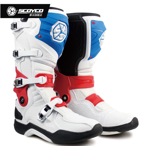 Scoyco MBM002 Leather Motorcycle Cycling Boot Motocross Off-Road Racing Shoes Motor Bike Men Long Botas Anti-fracture Function