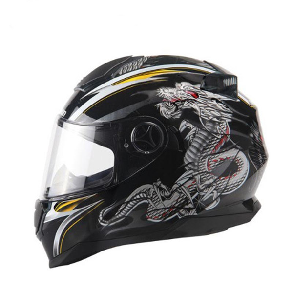 Brand MALUSHUN Dragon Printing Full Face Riding Helmet Moto Helmets e De Moto Dual Lens Safety Helmet Good Quality