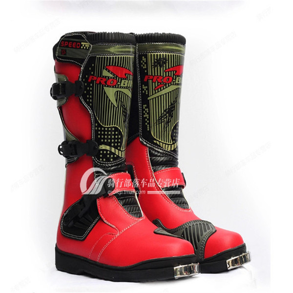 PRO-BIKER Motocross Boots Motorcycle SPEED Racing Boots Black Mid-Calf Racing Motocross Mircrofiber Leather Motorcycle