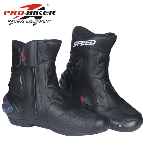 PRO-BIKER Microfiber Leather Motorcycle Boots Racing Motocross Riding Boots Middle Legs Shoes Male/Female A004 Model