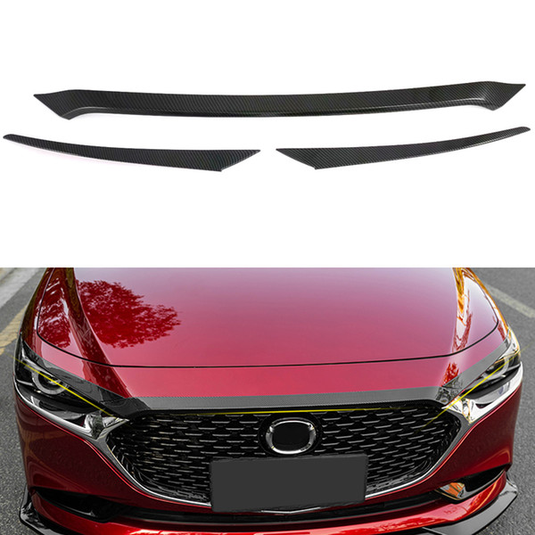 For Mazda 3 2022Exterior Accessories ABS Plastic Front Hood Cover Decoration Trim 3pcs Car Styling