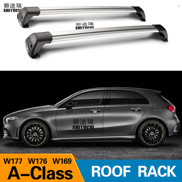 2 pcs For - A-Class W177 W176 W169 roof bar car special aluminum alloy belt lock Led shooting RACK CORSS rack 2018