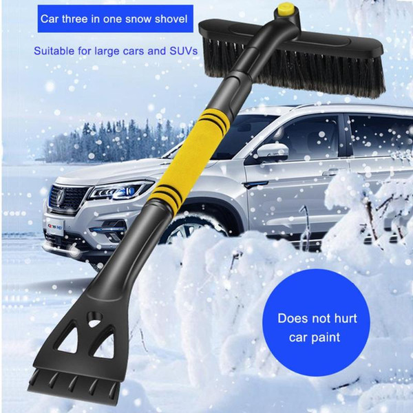 Car Ice Scraper Three In One Snow Shovel Winter Easy To Carry Car Snow Brush With Rotating Brush Head Ijskrabber Grattoir Voitu