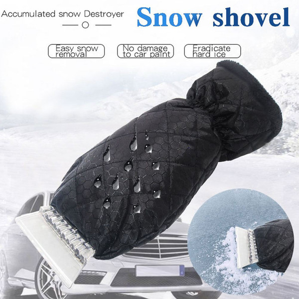 Thickened Thermal Car De-Icing Spatula Car Ice Scraper Glove With Plastic Ice Shovel Vehicle Auto Windshield Snow Shovel Glove