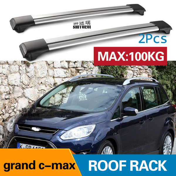 2Pcs Roof bars For FORD grand c-max 2011+2013+ 20222022Aluminum Alloy Side Bars Cross Rails Roof Rack Luggage CUV SUV LED