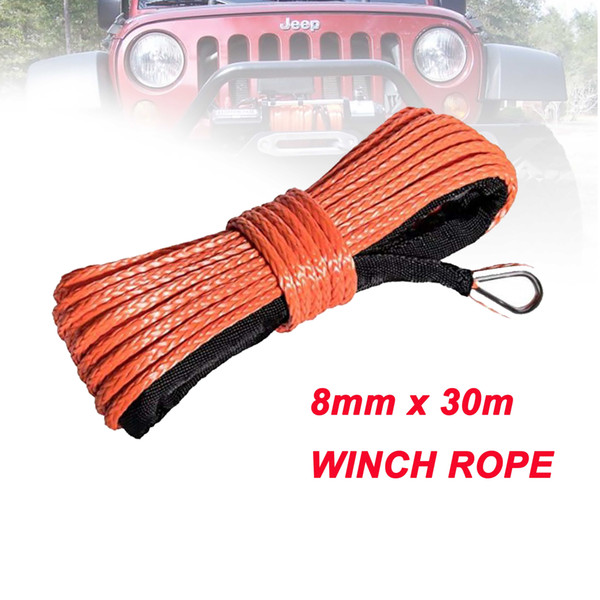 Free shipping 8mm*30m synthetic winch rope, winch line for atv accessaries,4x4 cable,winch rope wheel