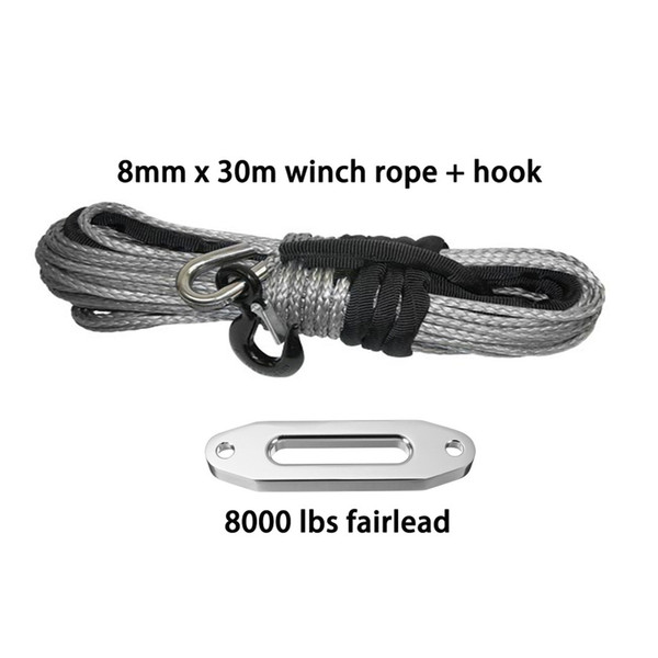 8mm*30m Synthetic Winch Rope With Hook and 8000lbs fairlead,Off Road Rope,ATV Winch Cable