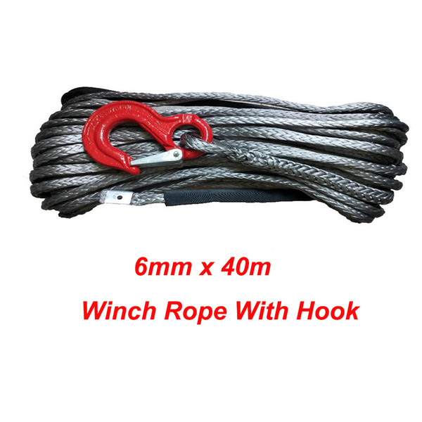 6mm x 40m Synthetic Winch Line UHMWPE Rope With Hook For ATV/UTV Towing Ropes Free Shipping