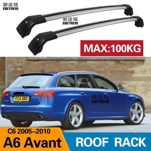 SHITURUI 2Pcs Roof bars For A6 avant Estate C6 2005-2010 Aluminum Alloy Side Bars Cross Rails Roof Rack Luggage Carrier