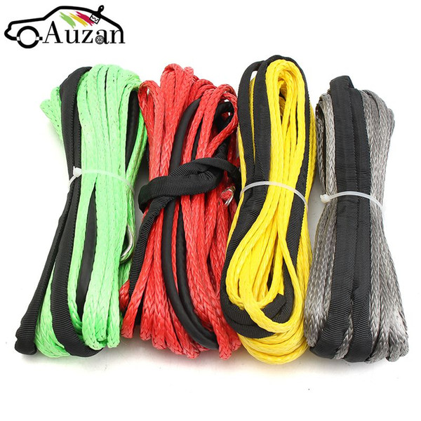 3/16'' x 50' Synthetic Fiber Winch Line Cable Rope 5500+ LBs + Sheath For ATV UTV 5.5mm*15m Synthetic