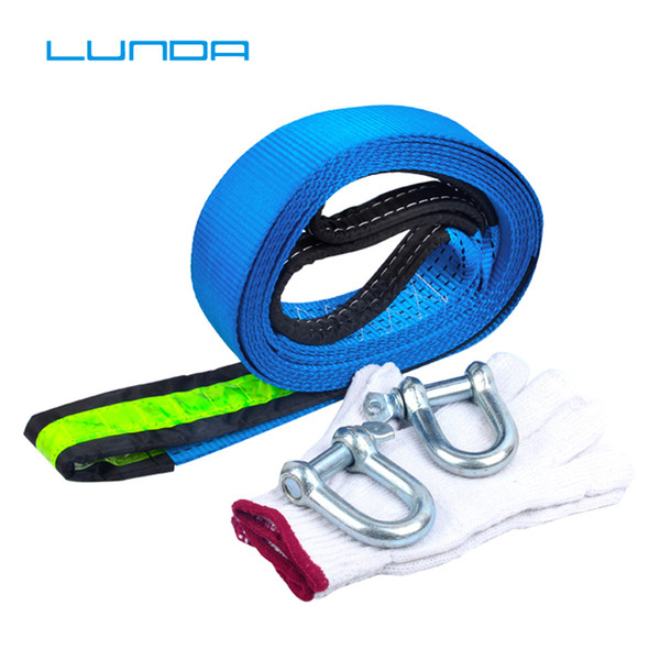 LUNDA 5M 8 Tons Tow Cable Tow Strap Car Towing Rope With Hooks High Strength Nylon For Heavy Duty Car Emergency Send Gloves