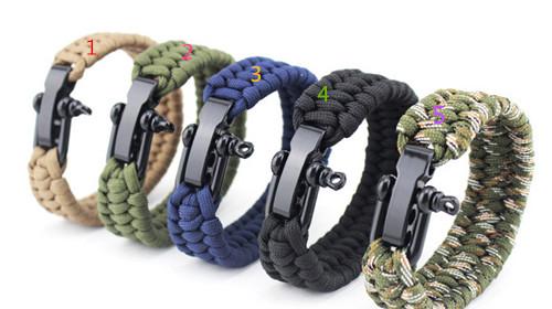 Outdoor umbrella rope braid bracelet size adjustment alloy buckle camping outdoor sports bracelet umbrella rope three-strand bracelet