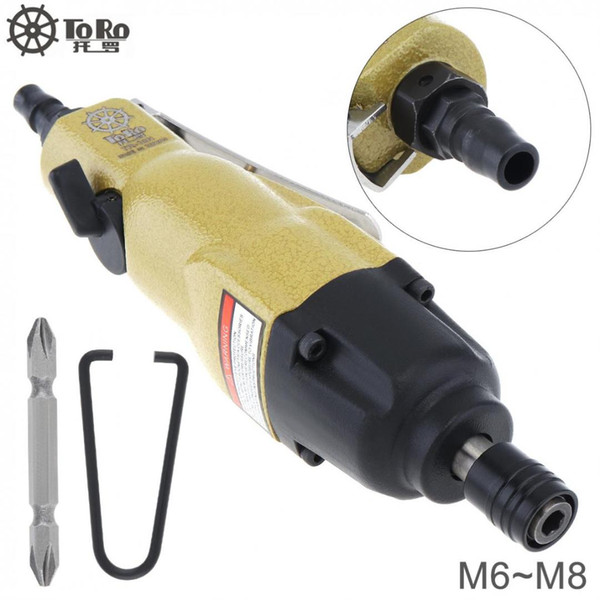 TORO 8/10mm 10000rpm Impact Straight Shank Pneumatic Air Screwdriver for Renovation with Double-Headed Screwdriver Bit and Hook