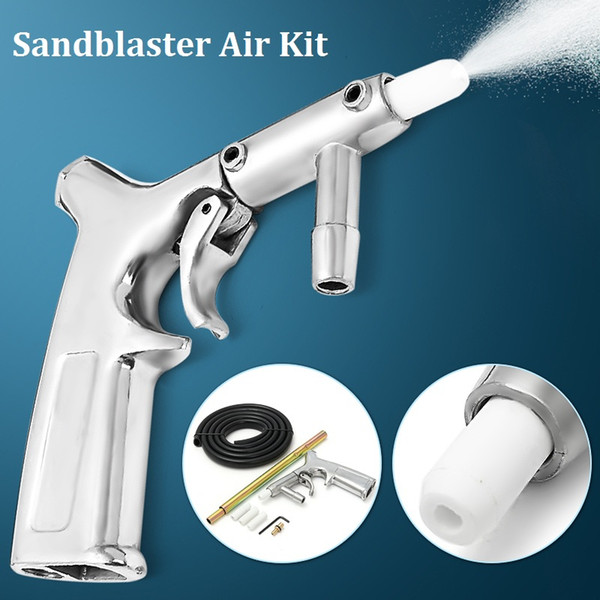 Air Sandblaster Kit Sandblasting Gun Sand Blasting B laster Gun with White/Gold Nozzles Tube Sand Pneumatic Tool