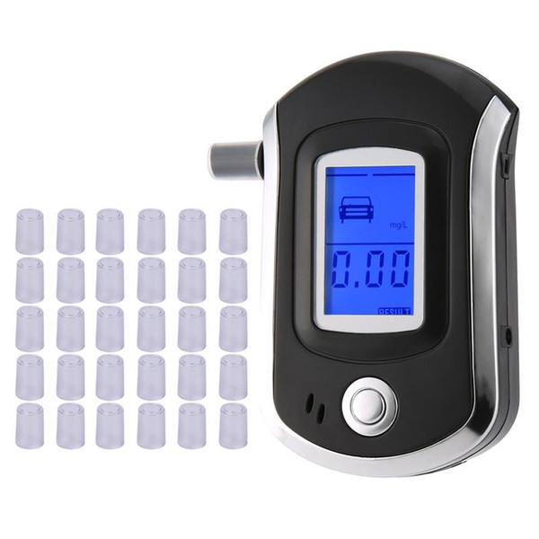 AT6000 Alcohol Tester with 31 Mouthpieces Professional Digital Breath Breathalyzer with LCD Dispaly Bafometro Alcoholimetro dfdf