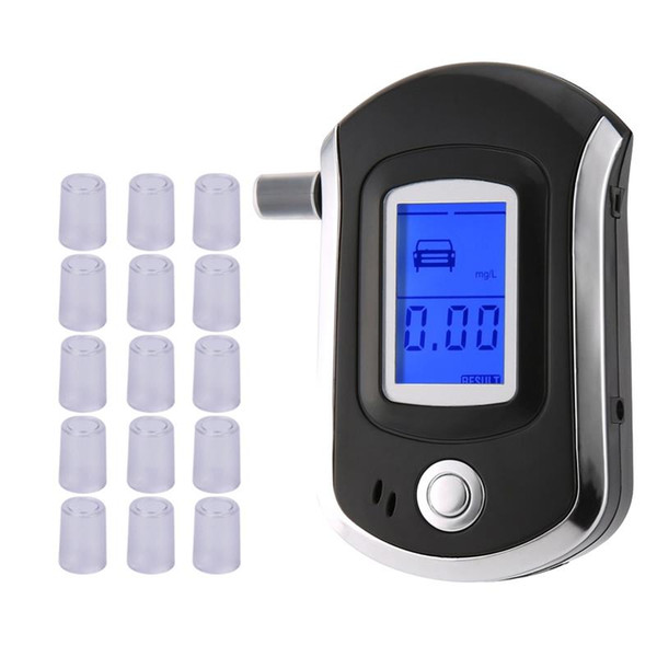 AT6000 Alcohol Tester with 16 Mouthpieces Professional Digital Breath Breathalyzer with LCD Dispaly Bafometro Alcoholimetro df