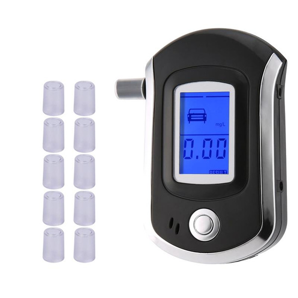 Professional Digital Breath Alcohol Tester Breathalyzer with LCD Dispaly with11 Mouthpieces AT6000 Hot Selling dfdf