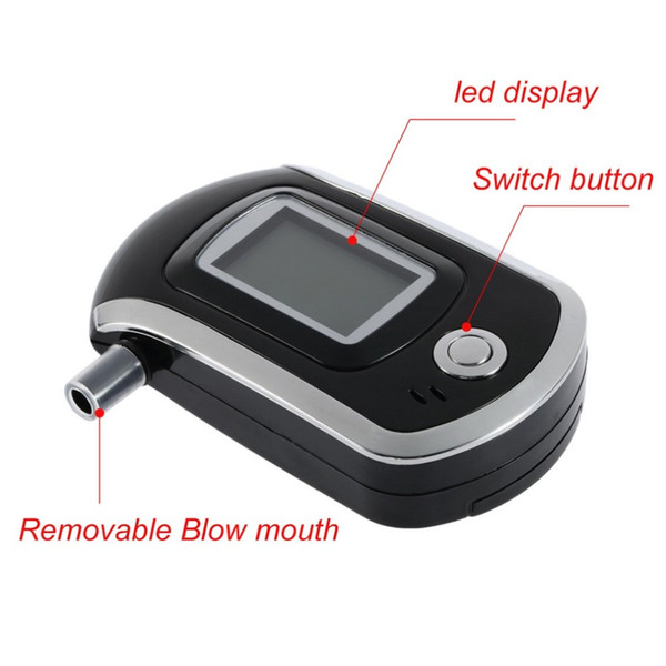 Digital Breath Alcohol Tester LCD Breathalyzer Analyzer With 5 Mouthpiece High Sensitivity Professional Quick Response AT6000