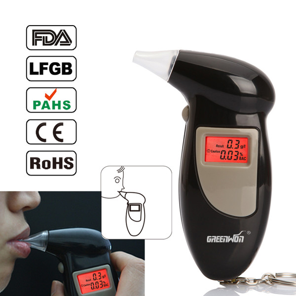 5pcs/lot LCD Digital Alcohol Tester, Digital Breathalyzer, Alcohol Breath Analyze Tester With mouthpiece and backlight