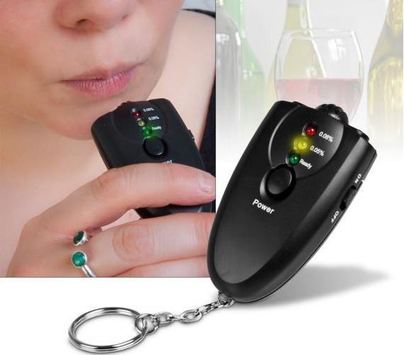 Keychain Breathalyzer With Red LED Flashlight Alcohol Breath Tester Test Breathalyser Analyzer Torch Flashlight Key Ring Chain LLFA