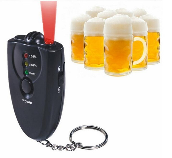 Keychain Breathalyzer With Red LED Flashlight Alcohol Breath Tester Test Breathalyser Analyzer Torch Flashlight Key Ring Chain