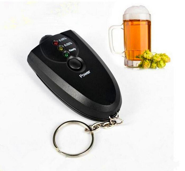 Alcohol Breath Tester Breathalyzer Mini Keychain Portable Breath Analyzer Red Light LED Flashlight Display Driver Alcohol Content Detector