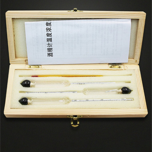 Professional Measure 0-100% Alcohol Content 3 Pieces Hydrometer Tester Thermometer Set Wine Measuring Instrument