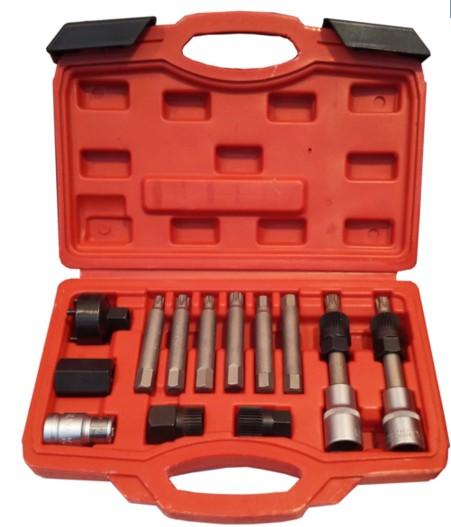 13 Pc Alternator Freewheel Pulley Removal Socket Bit Set Garage Service Tool Kit