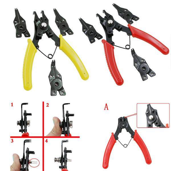 4 In 1 Car Pliers Snap Ring Clamp Set Circlip Retaining Clip Fastener Spring Tool Repair Tools Kits