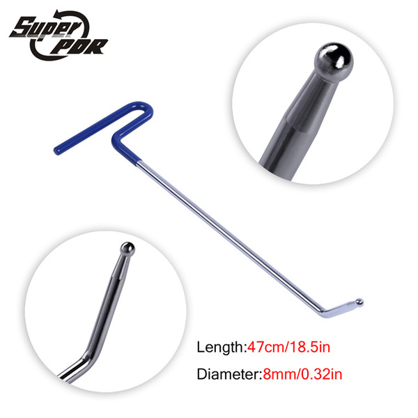 PDR tools 1 pcs blue color PDR Rods Hooks 47cm length 8mm diameter Car Crowbar auto body Dent repair tools