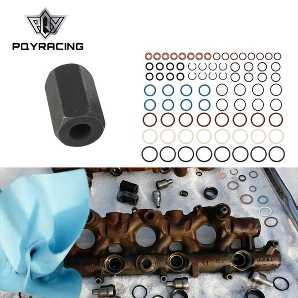 High Pressure Oil Rail Leak Repair Kit Tool O-rings & Injector Seal For 03-10 Ford E-350 E-450 F-250 F-350 F-450 F650 F750 6.0L PQY-FRR01-P