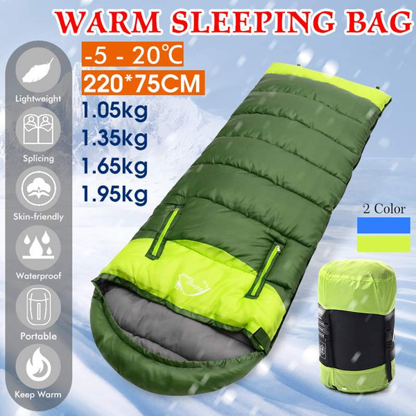 Outdoor Camping Sleeping Bag winter warm Ultralight Compression Pack Envelope Waterproof Spliced double Sleeping bag +Storag