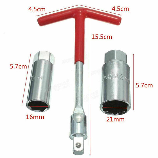 Spark Plug Removal Tool 16mm & 21mm Flexible Spanner Socket 4-17 T Handle T Bar Pratical Useful Rubber Insert Within Sockets