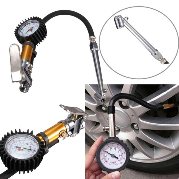 Auto Car Truck Motorcycle Pistol Flexible Hose 220 PSI Tire Pressure Gauge Air Inflator Gun free shipping