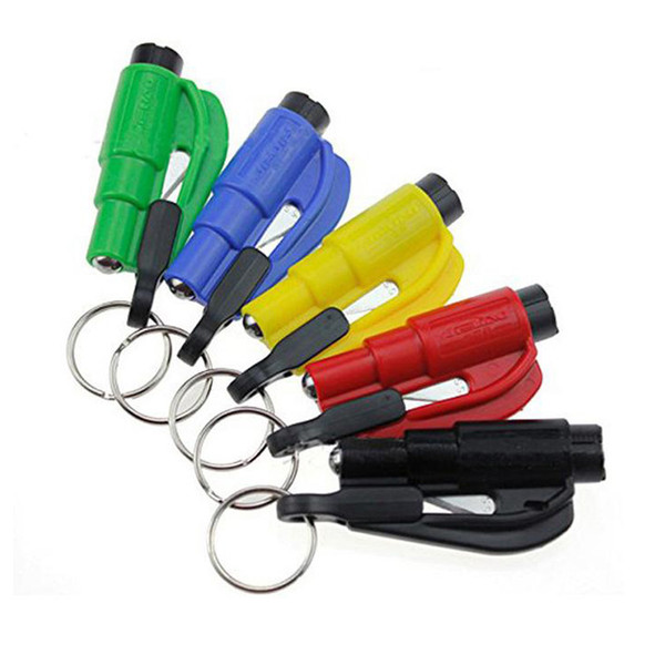 Mini 3 in 1 Seatbelt Cutter Emergency Glass Breaker Key Chain Tool Smart AUTO Emergency Safety Hammer Escape Lift Save Tool SOS Whistle