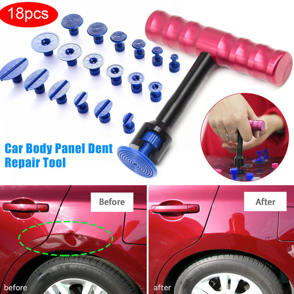 Professional 18Pcs T-Bar Car Body Panel Paintless Dent Removal Repair Lifter Tool+Puller Tabs Car Moto Damage Removal Free Shipping