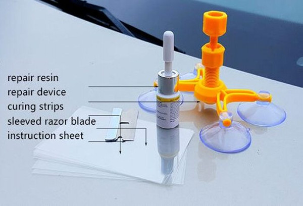 DIY Car Windshield Repair Kit Tool Auto Windscreen Chips and Cracks Repair Tools Set 3 / 4 suckers