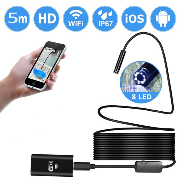 2017 new WIFI mobile phone endoscope high-definition waterproof for 5M Android Apple universal endoscope Camera