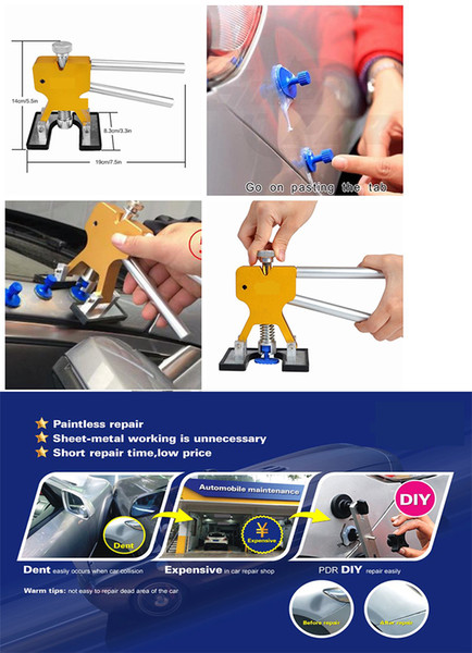 Auto Body Paintless Dent Removal PDR Dent Lifter Puller Repair with 10 pcs Suction Tab Tools Kits