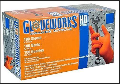 New Ammex Corporation AMXGWON48100 Gloveworks HD Orange Nitrile Gloves AMMEX gloves (Box of 100) Free Shipping