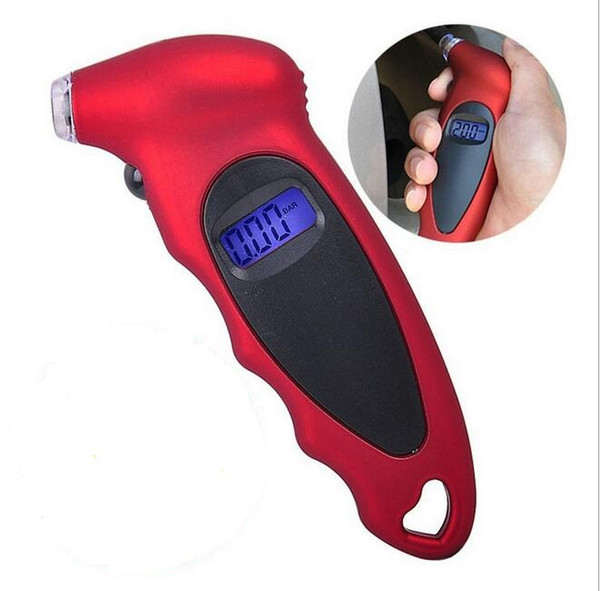 Auto Car Universal Tire Pressure Gauge Red LCD Display Digital Air Pressure Tire Gauge for Any car Lightweight and portable repair todesign