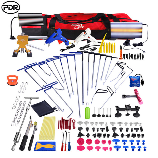 PDR Hooks Push Rod Dent Removal Paintless Dent Repair Tools LED Lamp Reflector Board Dent Puller Hand Tool Set