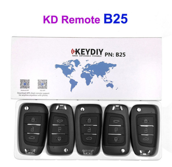 5 PCS/LOT, Original KEYDIY 3 Buttons B25 Universal Remote Control Key B-Series for KD900 KD900+,URG200 KD-X2 MINI KD