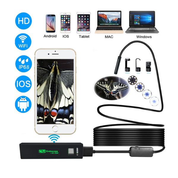 New 8LED 5M Flexible Snake USB Android IOS Wireless Endoscope Camera 1200P HD 8mm IP68 Waterproof Inspection Camera