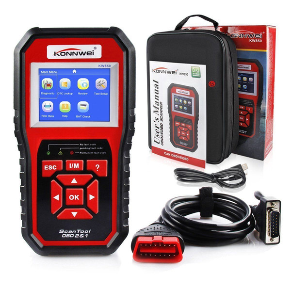 KONNWEI KW850 OBDII EOBD car computer trouble scanner Auto codes reader Diagnostic Scanner Tool 12V With Retail box eight language AL519